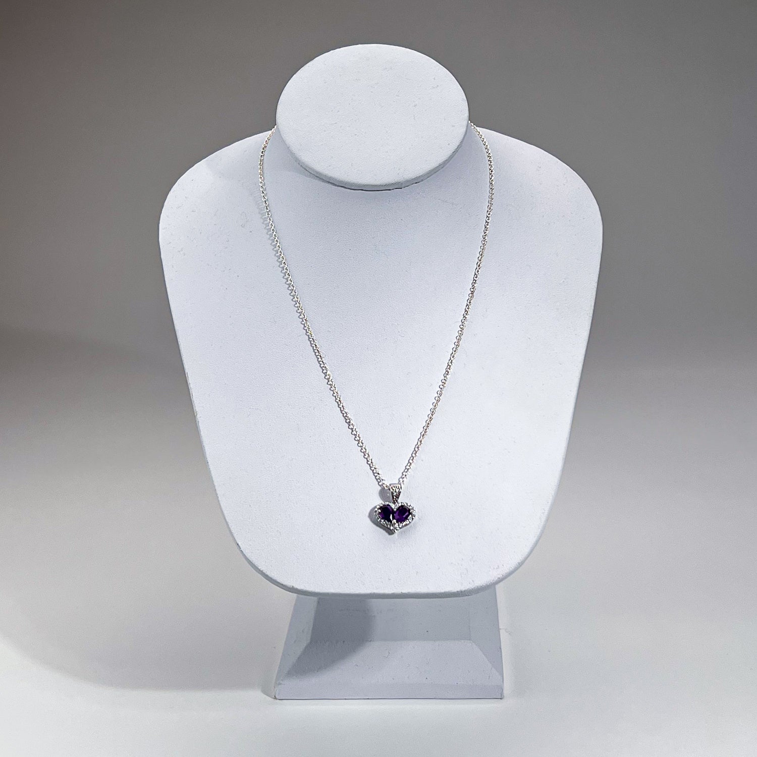 Genuine Amethyst Heart Pendant with Sterling Silver Necklace