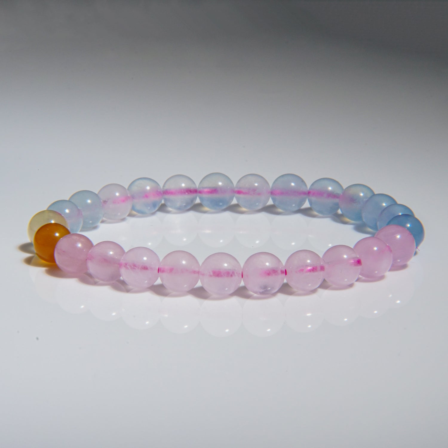 Morganite Gemstone 8mm Beaded 7 Inch Stretch Bracelet