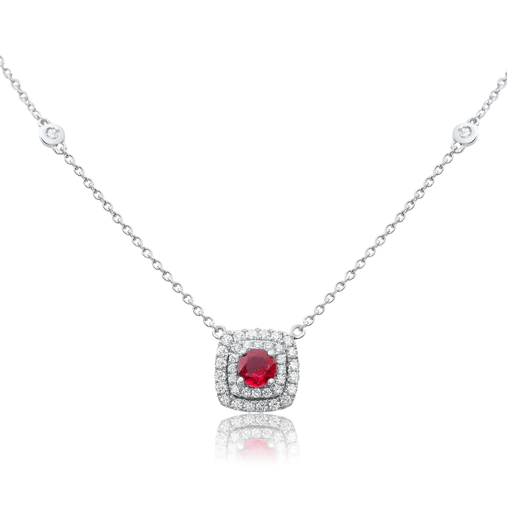 14k White Gold Ruby Necklace (UN1827-4)