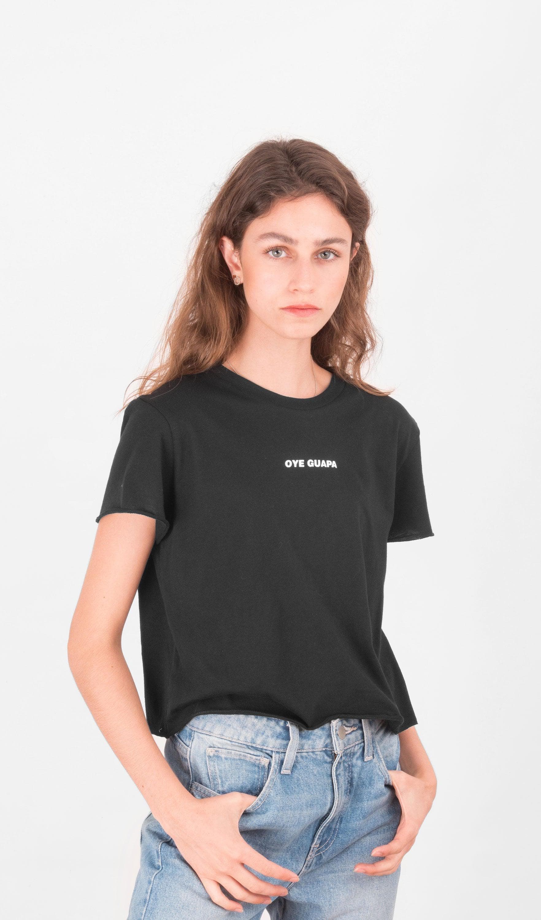 Acapella - Playera para Mujer Oye Guapa Color Negro Manga Corta con  Estampado Grafico – yahorita