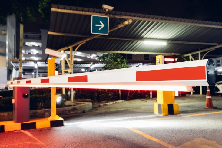 Car barrier stop in toll both for automatic vehicle entry