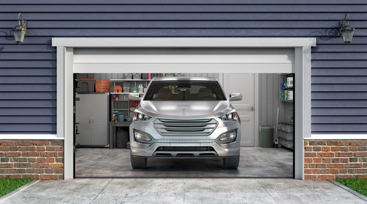 SUV inside a garage