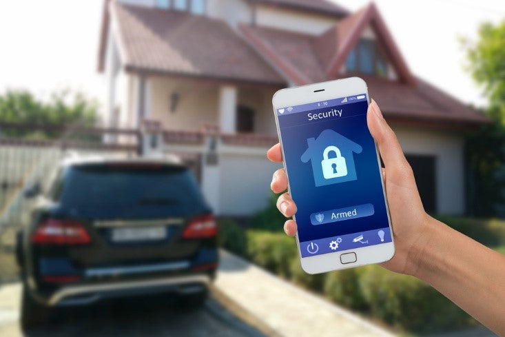 Smartphone home security app to secure car and home