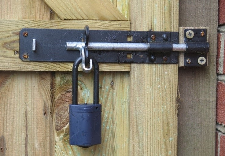 Wooden gate with keyed gate lock