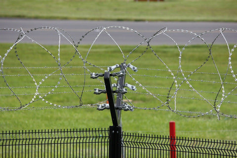 electric fence barbed wire close up