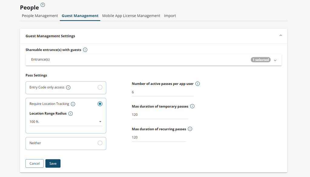 Guest Management Geo Location Settings in myQ Community