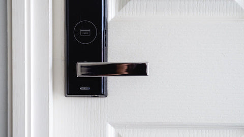 smart home door lock handle close up