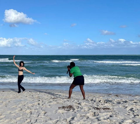 Renee being photographed by Cassie on Miami Beach