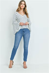 OFF WHITE/NAVY POLKA DOTS TOP