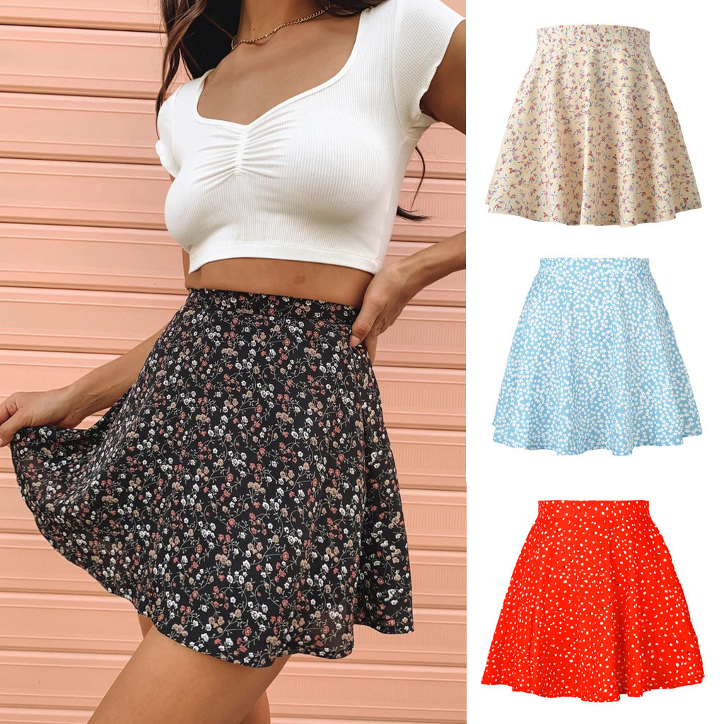 Floral Skirt High Waist Umbrella Skirt 