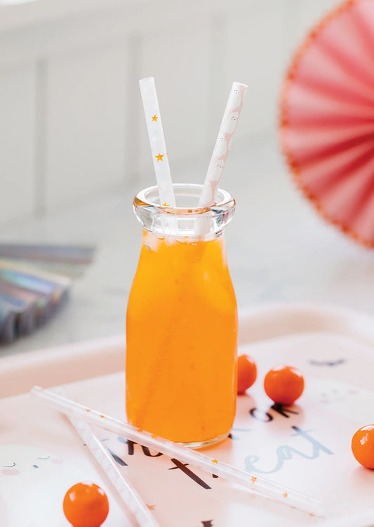 Pink Candy Corn & Stripes Reusable Straws