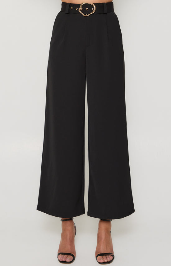 Style State High Waisted Pants with Gold Buckle Bone