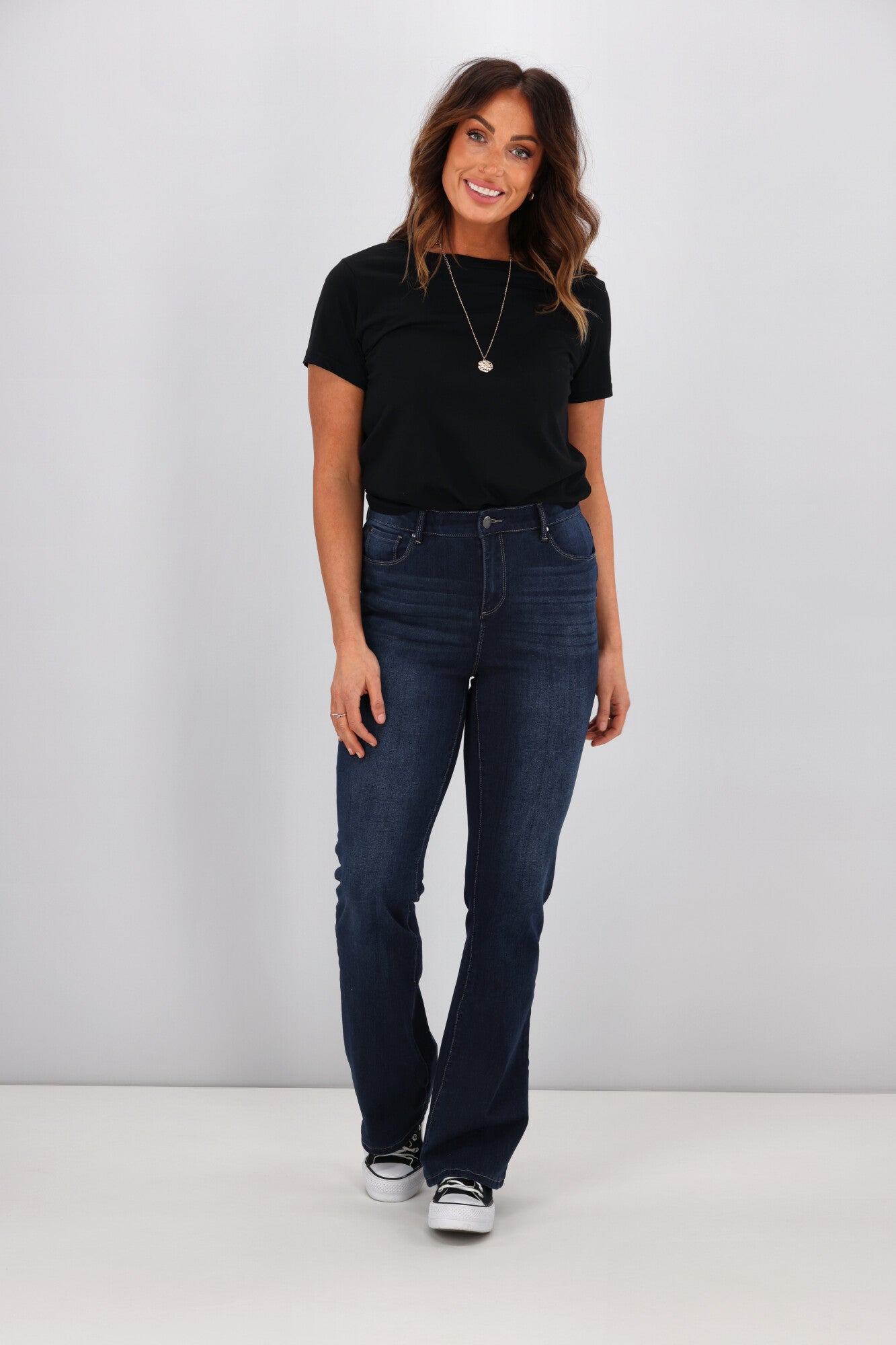 Shine On Label Sculpt Bootleg Jeans Full Length Super Dark Indigo - Shine On NZ product image