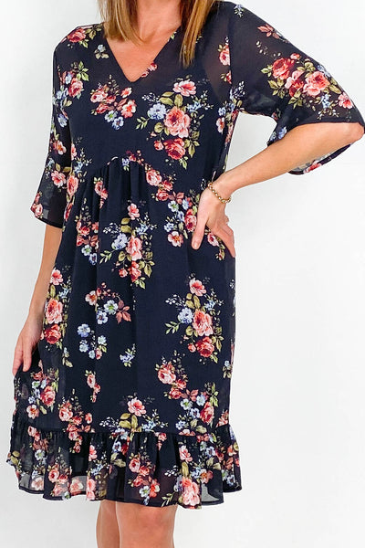 Gloss by Shine On Anessa Dress Black Rose Floral | Shine On NZ