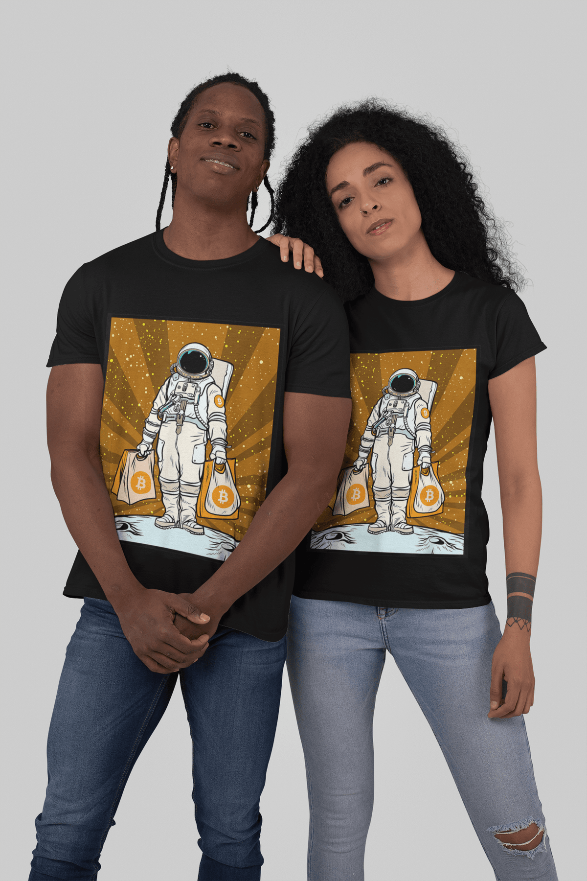 Shopping on the moon Bitcoin T-shirt - Crypto&Stonks ...