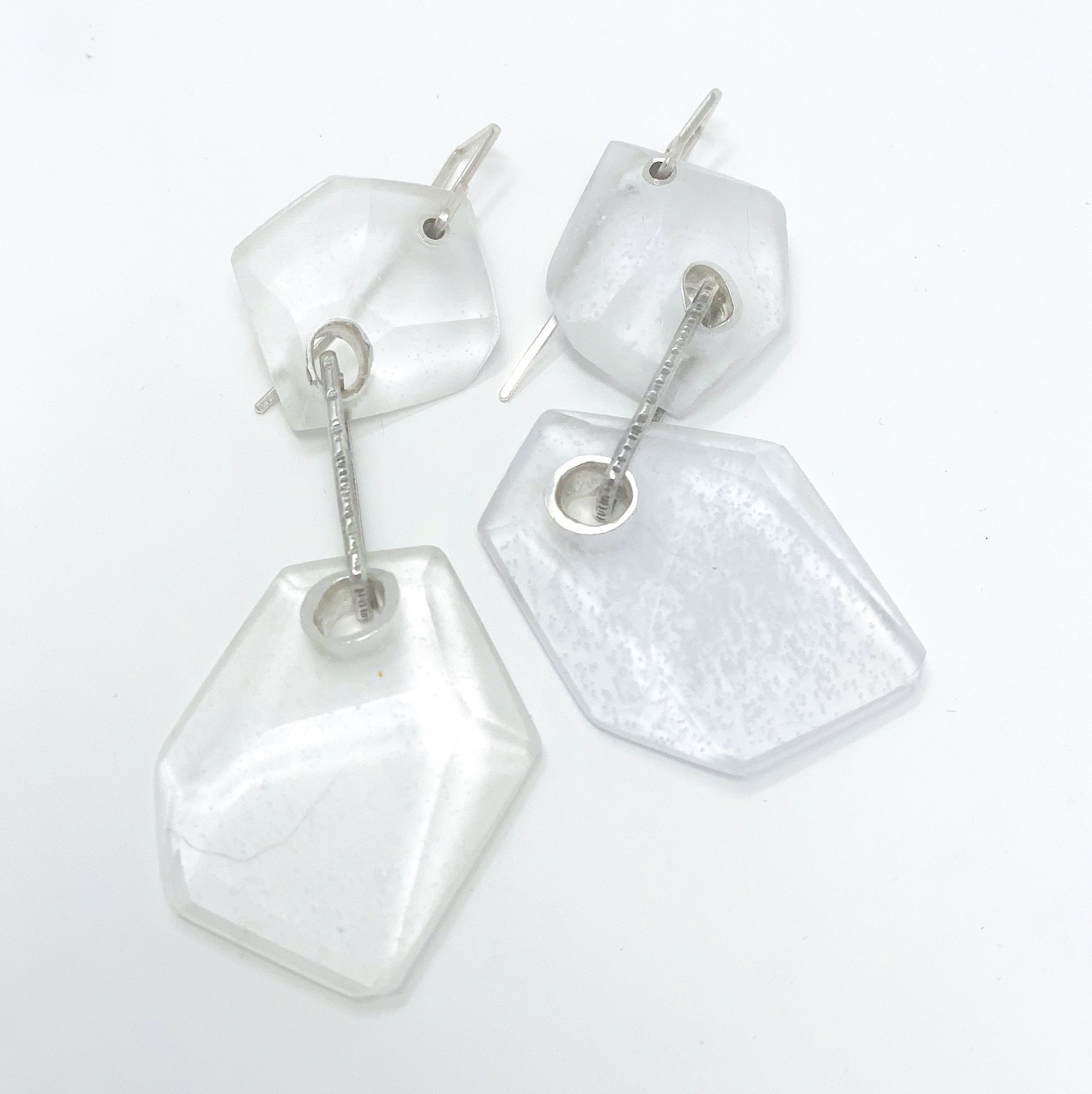Clear Resin Double Rock Earrings