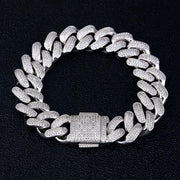 18mm Baguette Diamond Bracelet in White Gold - Iced Out Kingz™ Bracelet Cuban Link Chain Bracelet Mens Jewelry