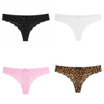 4Pcs Women Leopard Cute Bow Seamless Panties Low Waist
