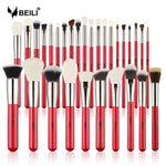 11-30Pcs Red Natural Make up Brushes Set Foundation Blending Powder Blush Eyebrow Professional