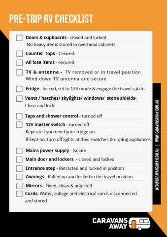 RV pre-trip checklist