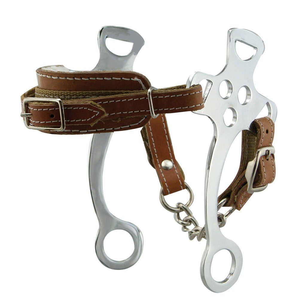 Intrepid Hackamore "English" Flat Cheek Chrome Plate Bit