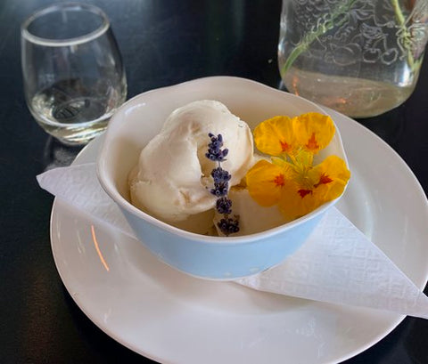 Lavender Vanilla Ice Cream in a bowl