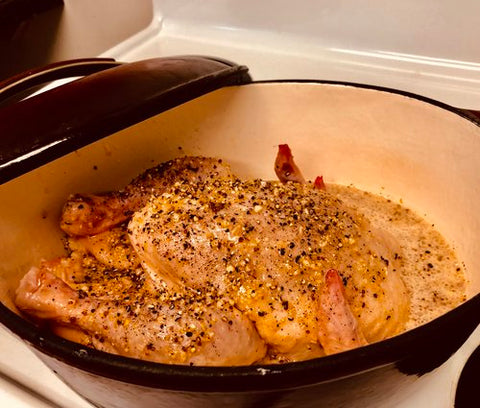 Honey Braggot Chicken in a pot
