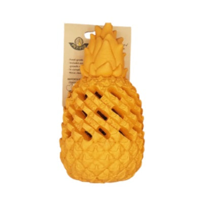 This pineapple treat dispenser is made with 100% food grade natural rubber