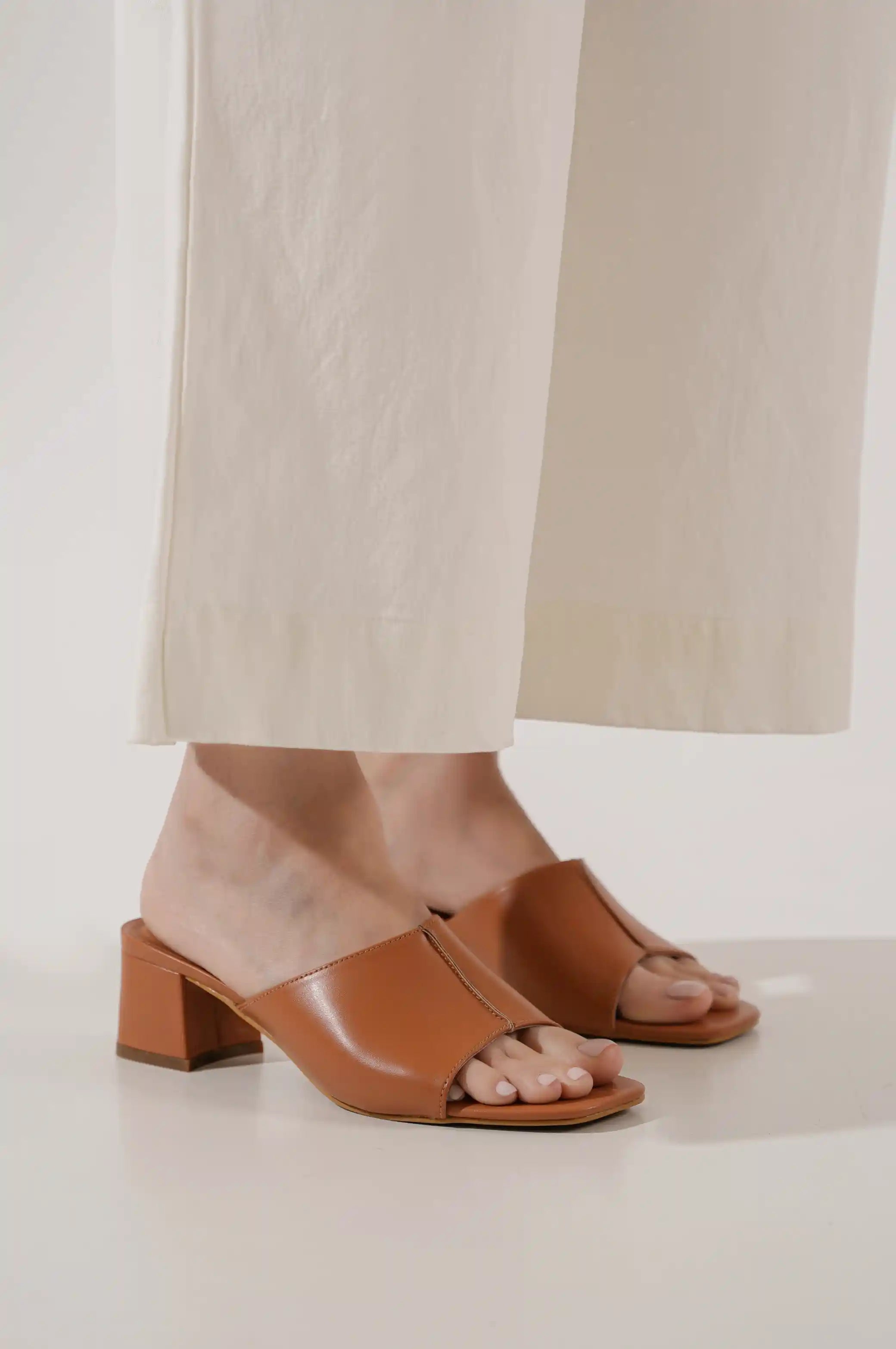 Basic block heeled mules sale
