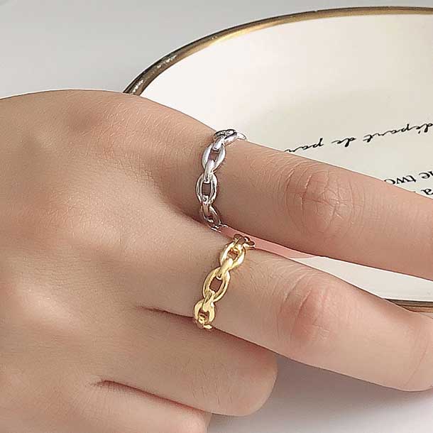 Jewelry Gold Plated Adjustable Ring | Gold Plated Chain Link Ring - 18k  Gold Plated - Aliexpress