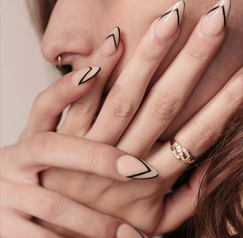 Modern Black French Tips Minimalist nail design