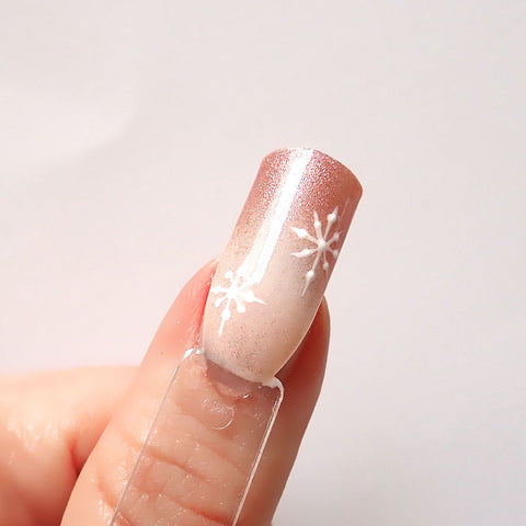 Pink Chrome Powder Ombre Nails with Christmas Nail Art