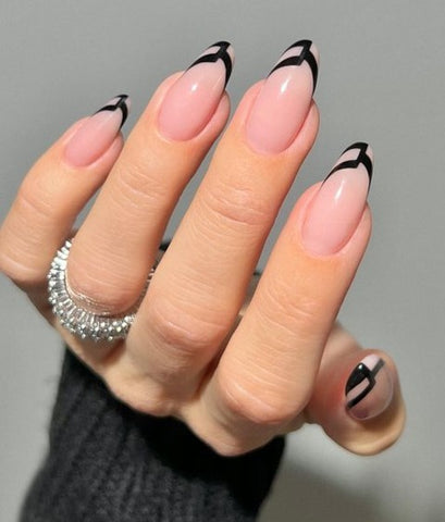 modern French tips black nail designs