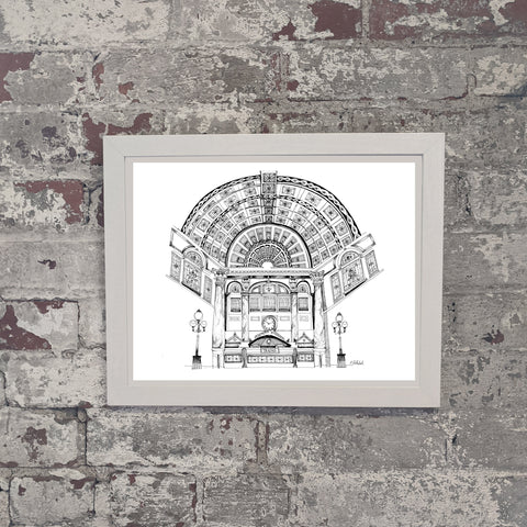 Grand Concourse of Pittsburgh, Hand Drawn in black and white