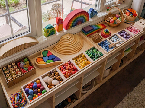 Grapat Mandala and open ended wooden toys organized on Ikea Trofast