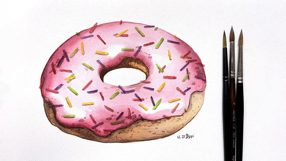 How to Paint a Realistic Doughnut using Watercolour in 6 Steps Etchr