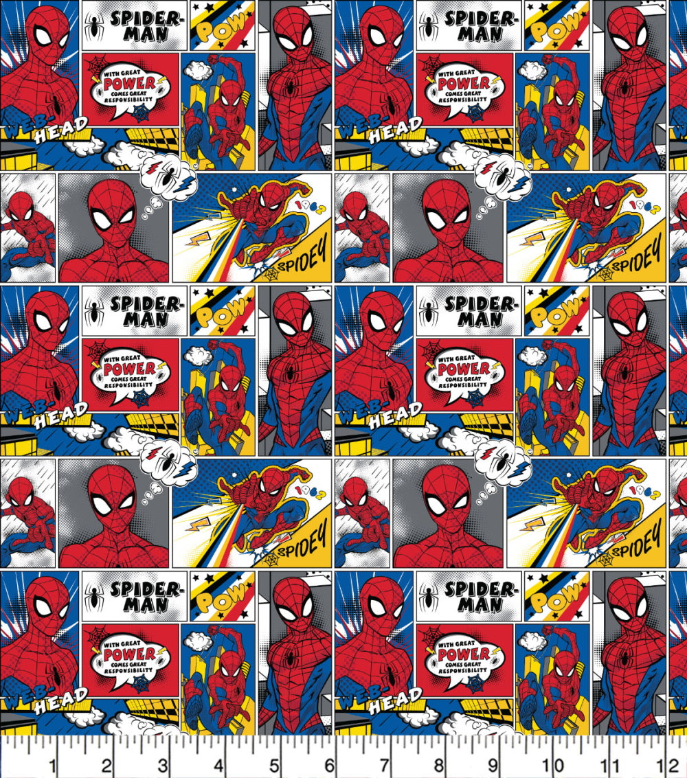 Spider-Man Comic Strip - Marvel - 100% Cotton Fabric – CraftsFabrics