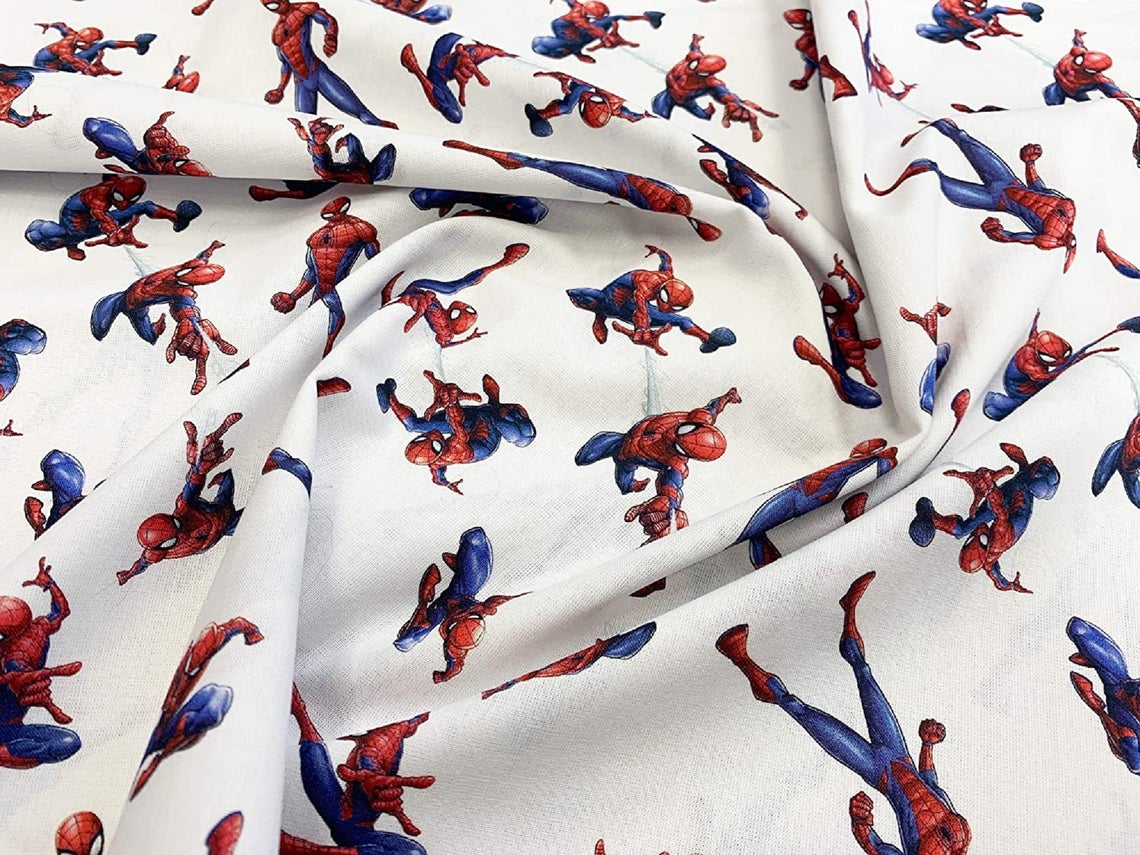 Little Johnny Spiderman Red & Blue Spider Man Image on White Backgroun –  CraftsFabrics