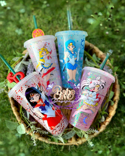 Anime Pink Custom Starbucks Snow globe Shaker Tumbler