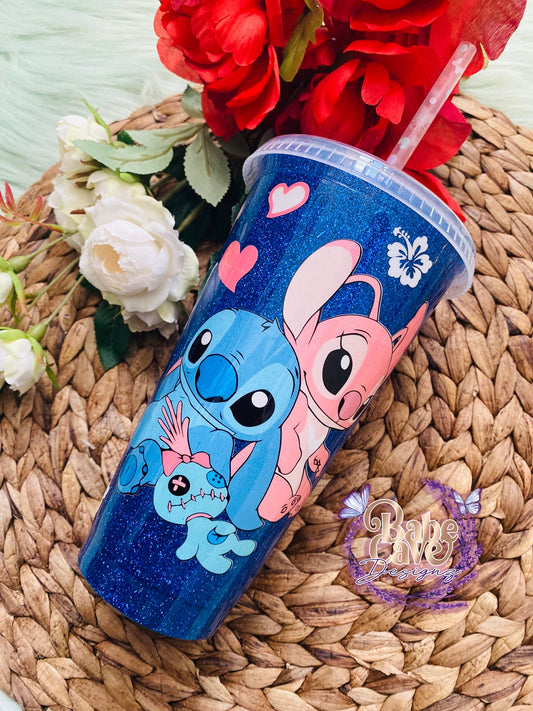 1X Disney Starbucks inspired Venti Reusable Iced Cold Coffee Cup - Stitch