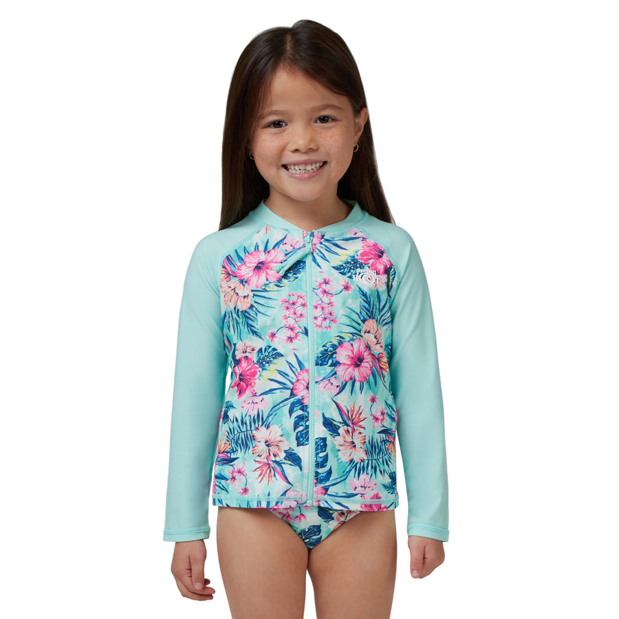 GIRLS ZIP FRONT RASH VEST SET WITH UPF50+ SUN PROTECTION – Piping Hot ...