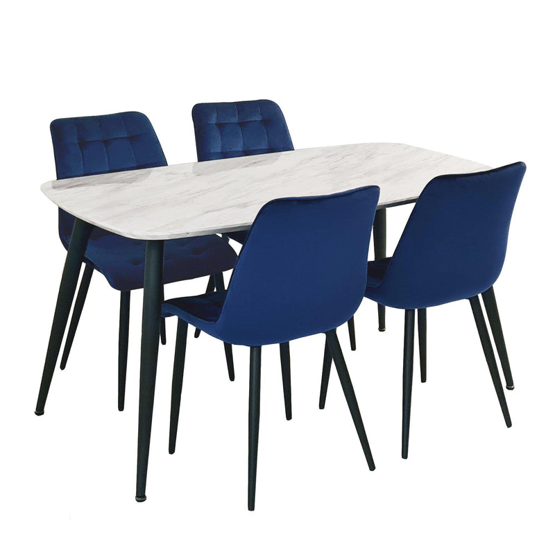 blue chairs and table