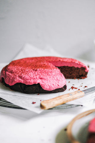 chocolate cake with beetroot rose frosting recipe wild bloom botanicals vegan gluten free