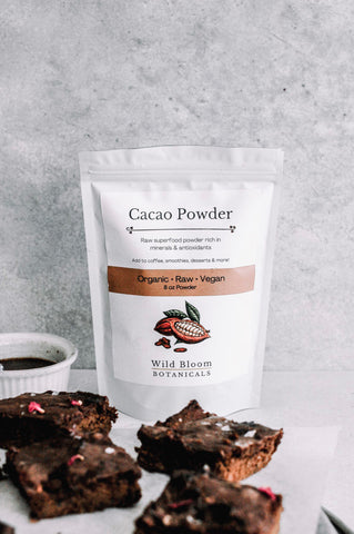 wild bloom botanicals raw cacao powder brownies recipe