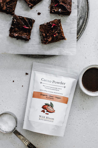 gingerbread sweet potato raw cacao powder healthy brownies recipe wild bloom botanicals