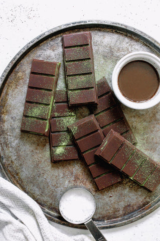 PEPPERMINT MATCHA CHOCOLATE BARS wild bloom botanicals root to sky kitchen