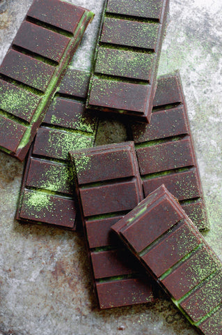 peppermint matcha chocolate bars vegan cacao recipe wild bloom botanicals