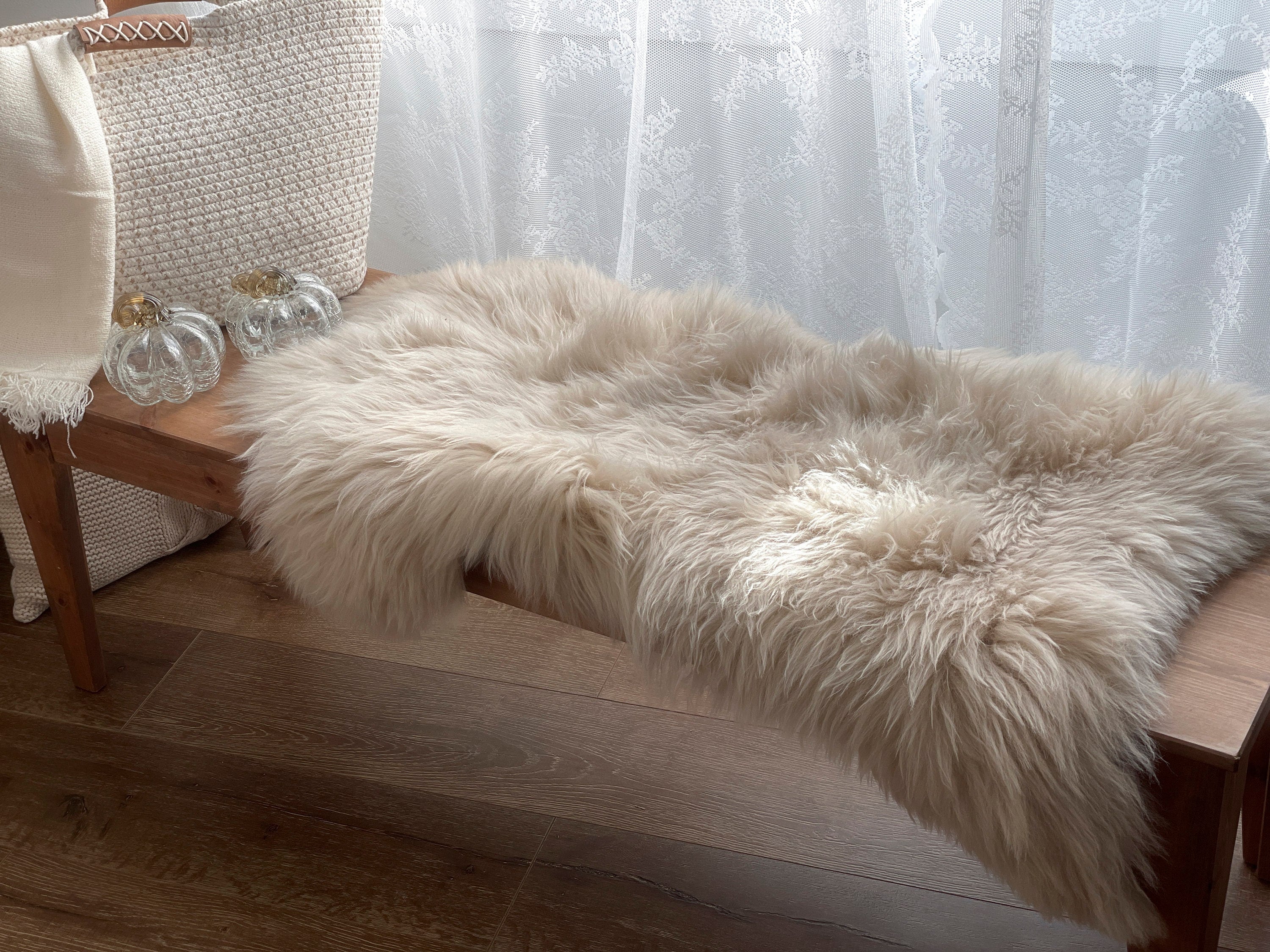 Icelandic White Sheepskin Fur Throw Blanket + Reviews