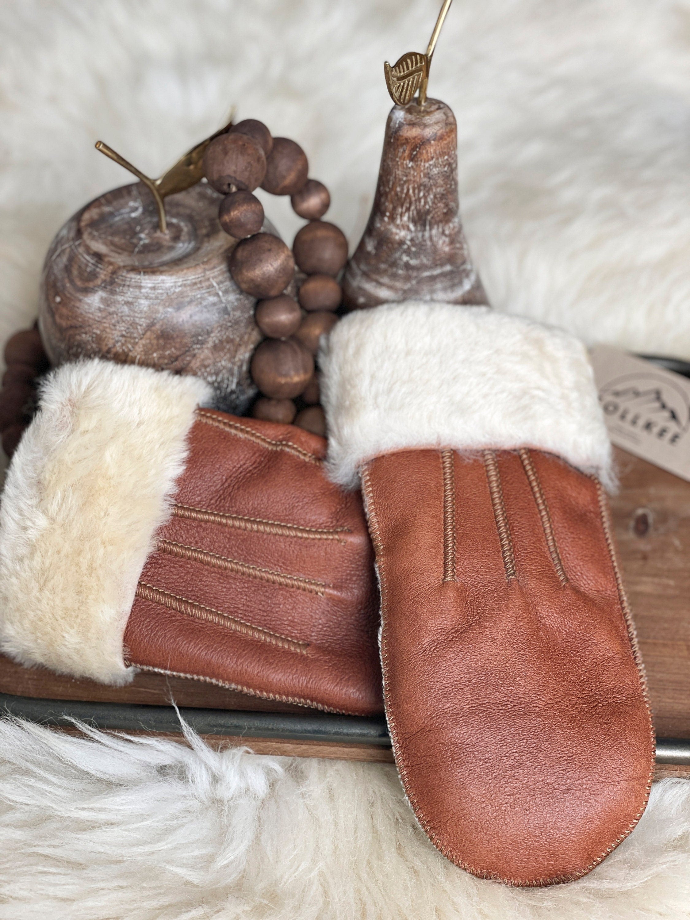 Forzieri Chocolate Brown Leather Women's Gloves w/Wool Lining S, 6 1/2