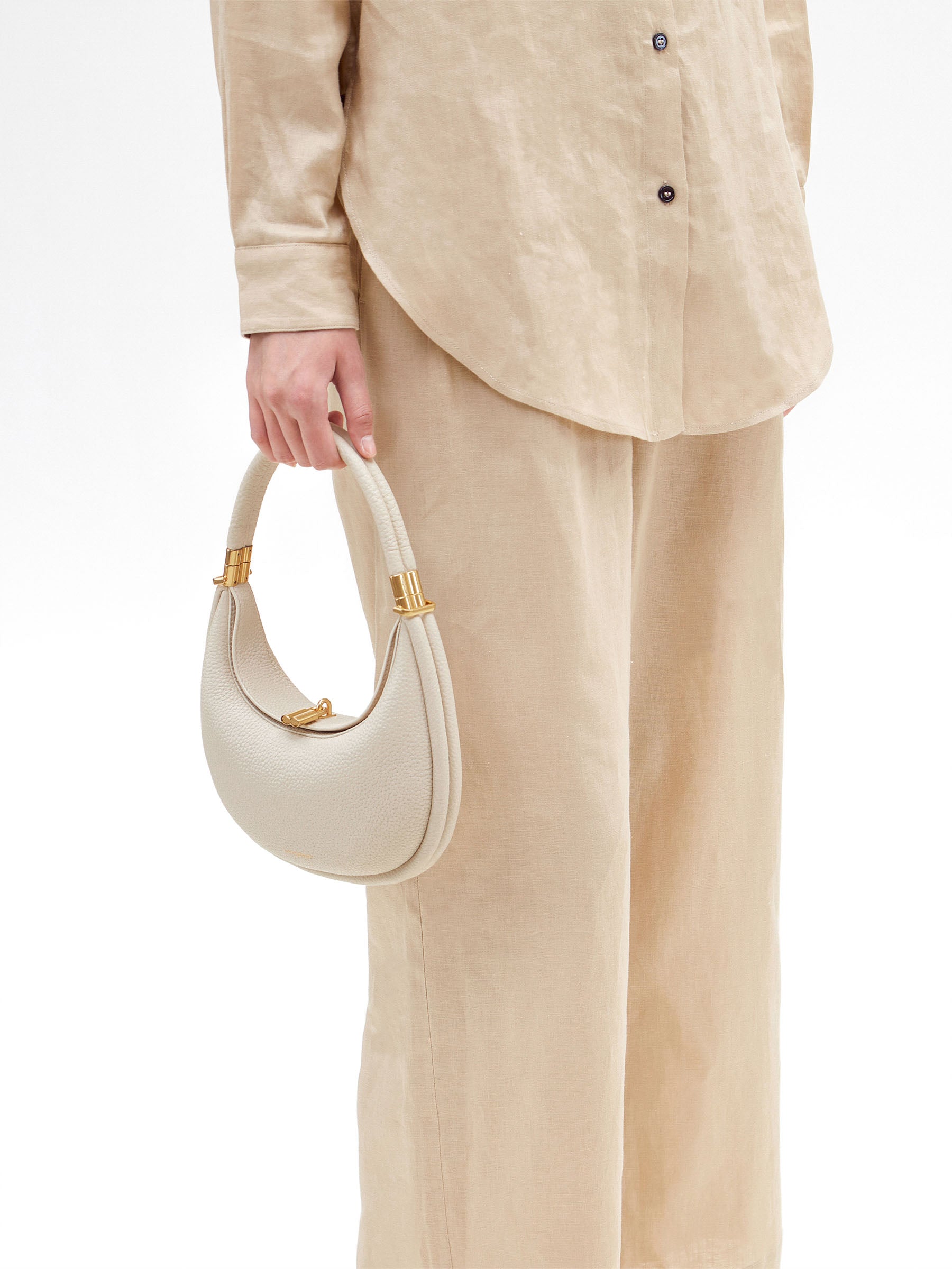 Small Luna Bag | Ivory Cowhide Curved Shoulder Bag | Songmont